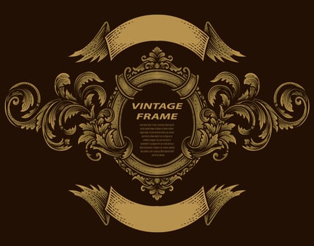 Isolated frames in baroque antique style. engraving ornament frames. vector