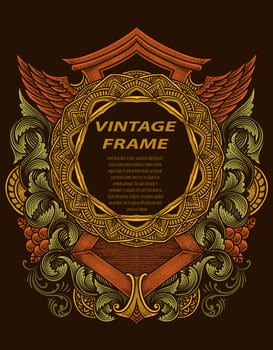 Isolated frames in baroque antique style. engraving ornament frames. vector