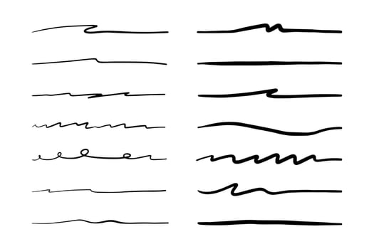 Vector set of hand drawn underline.