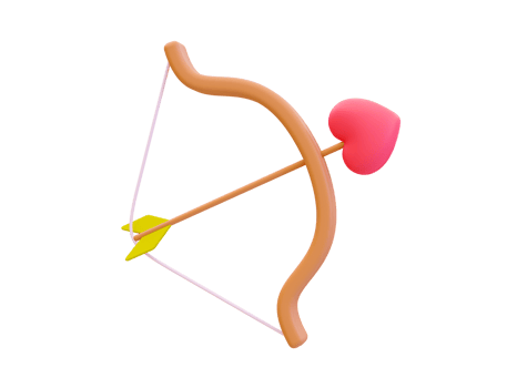 3d minimal love bow. valentine's compositions. cupid bow arrow. 3d illustration. png