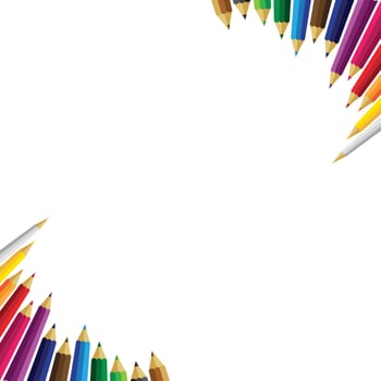 Set of colored pencils on white background vector
