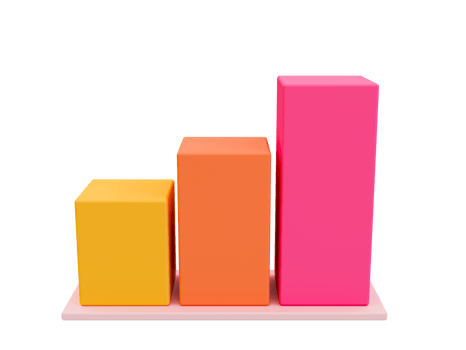 3d minimal bar graph. data analysis concept 3d illustration. png