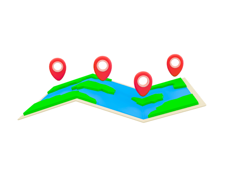 3d minimal Map with a location icon. Holiday travel trip. 3d illustration. png
