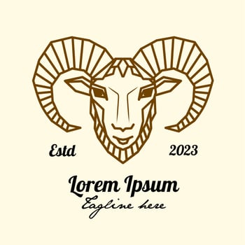 goat outline line vintage logo vector