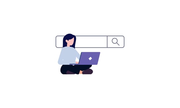Search bars and people browsing online information, surfing internet. Characters look for and find query in web browser vector