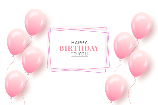 Color glossy happy birthday balloons banner png