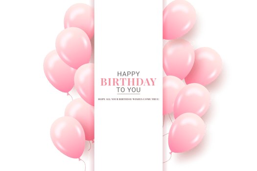 Color glossy happy birthday balloons banner png