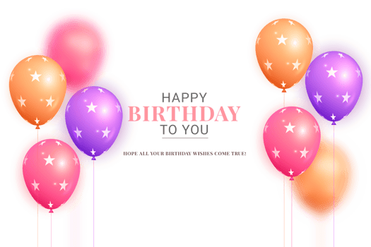 Happy birthday background with balloons and garland png