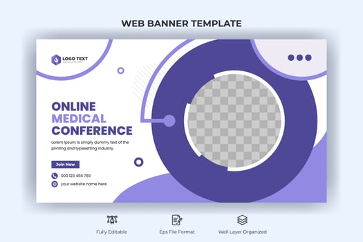 Online Medical social media cover, web banner, and video thumbnail template vector