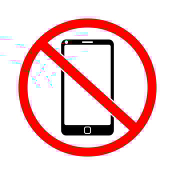 No smartphone, no phone cell, don't be noisy sign symbol vector illustration
