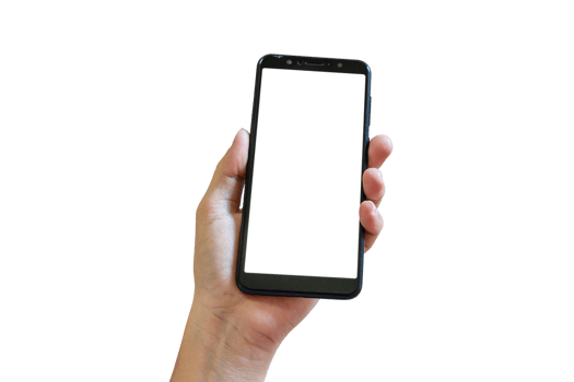 Hand holding Smartphone isolated on transparent background PNG file