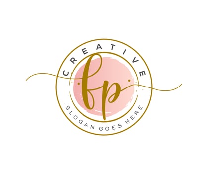 initial FP Feminine logo beauty monogram and elegant logo design, handwriting logo of initial signature, wedding, fashion, floral and botanical with creative template. vector