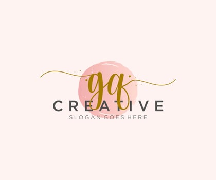 initial GQ Feminine logo beauty monogram and elegant logo design, handwriting logo of initial signature, wedding, fashion, floral and botanical with creative template. vector