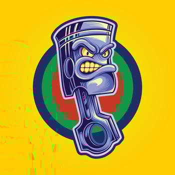 Scary racing piston mascot illustration Vector for your work Logo, mascot merchandise t-shirt, stickers and Label designs, poster, greeting cards advertising business company brands