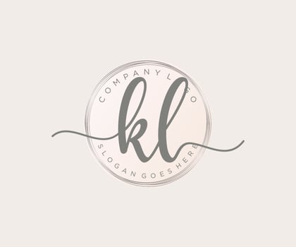 Initial KL feminine logo. Usable for Nature, Salon, Spa, Cosmetic and Beauty Logos. Flat Vector Logo Design Template Element.