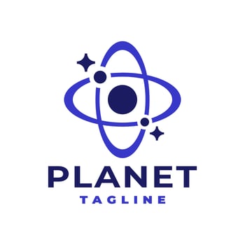 illustration of a circle with an orbital shape. planet logo vector template. space themed logo.