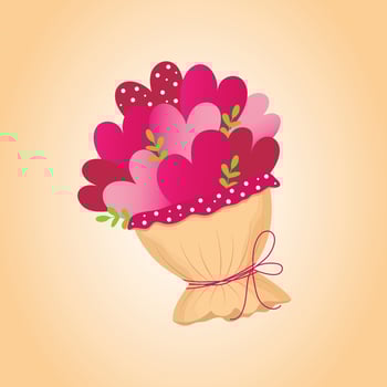Bouquet hearts on beige background. Design for Valentines Day, Whomans Day, Mothers Day, Birthday. vector