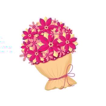 Bouquet flowers in parer cut style on white background. vector