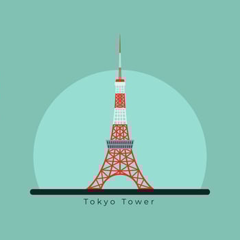 Concept Vector Illustration Tourism Place Tokyo Tower in Japan Asia