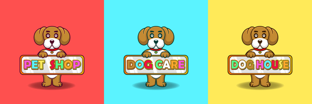 Cute dog holding a notice board. Cute dog illustration for branding needs. vector