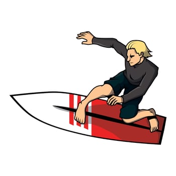 Man Surfing Illustration Design vector