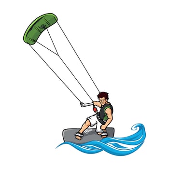Kite Boarding Man Illustration vector