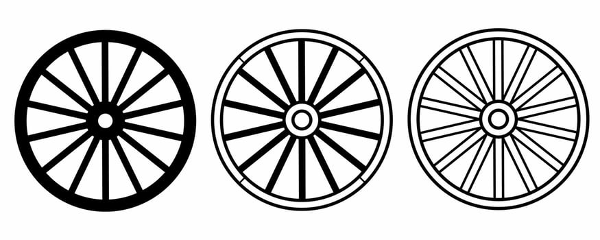 wagon wheel icon set isolated on white background vector
