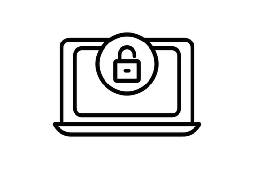 open system icon illustration. Laptop icon with padlock. icon related to security. Line icon style. Simple vector design editable