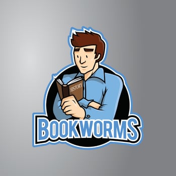 Bookworm Illustration Design Badge vector