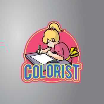 Colorist Girl Illustration Badge vector