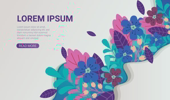 Purple and Teal Floral Plants Presentation Background vector