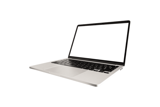 Laptop computer with blank screen isolated on transparent background PNG file