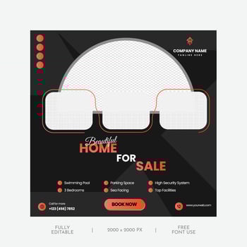 Real Estate Agency brochure and corporate social media post template vector
