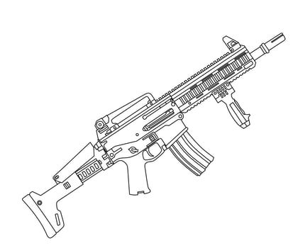 Long-barreled weapon line art vector