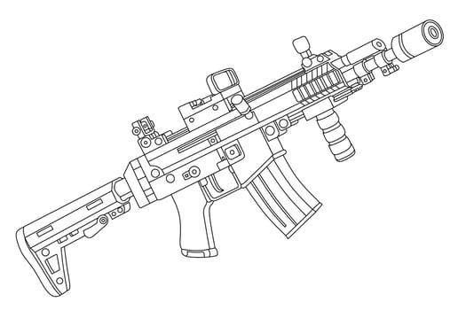 Long-barreled weapon line art vector