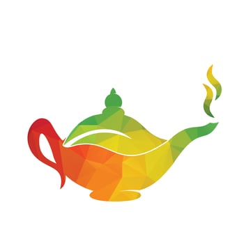 Kettle leaf logo concept design. Green leaf Teapot logo vector. vector