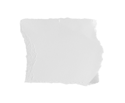 White ripped piece of paper isolated on transparent background PNG file