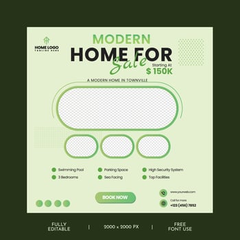 Real Estate Agency brochure and corporate social media post template vector
