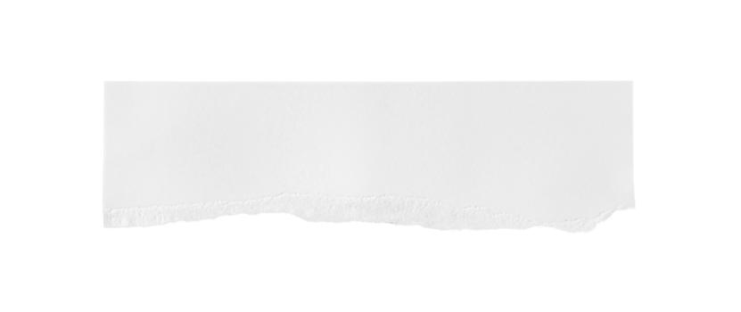 White ripped piece of paper isolated on transparent background PNG file