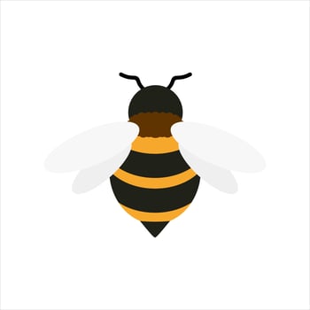 honey bee flat design vector illustration. Cute Bumble Bee. bumblebee character logo mascot