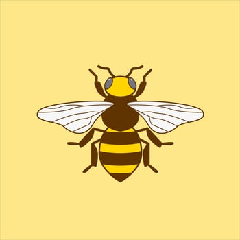 honey bee flat design vector illustration. Cute Bumble Bee. bumblebee character logo mascot