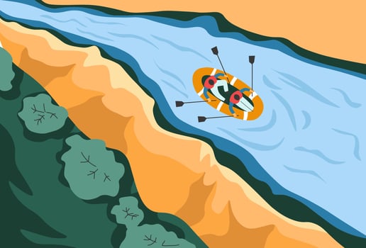 Summer activities and vacation canoeing and rowing vector