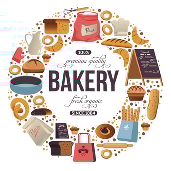 Bakery shop, food of premium quality in store vector