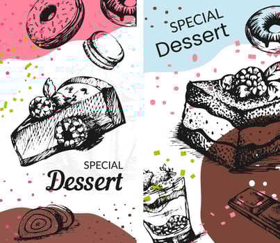 Seasonal dessert, cake with raspberries chocolate vector