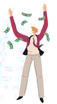 Millionaire or businessman throwing money vector