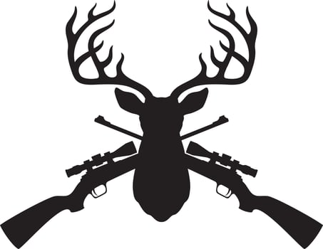 Deer Head And Crossed Hunting Rifles vector