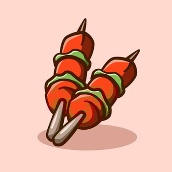 barbeque stick cartoon illustration concept vector