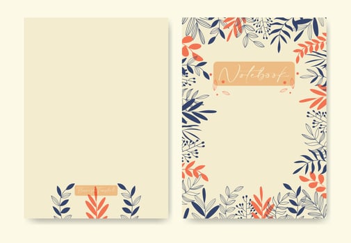 Minimalist flourish template for notebook cover. Colorful seamless pattern, easy to re-size. Vector illustration