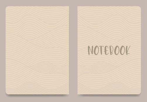 Universal abstract pastel colored template for notebook cover. Seamless patterns, easy to re-size. Vector illustration