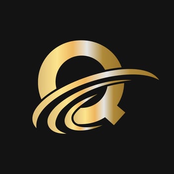Initial letter Q logo design with swoosh sign logotype based alphabet business logo vector